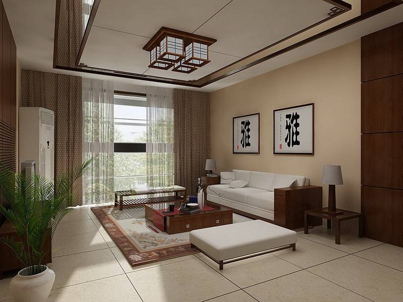 点击大图看下一张：中式客厅吊顶设计案例展示