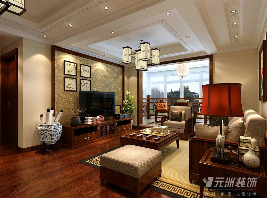 点击大图看下一张：中式客厅设计案例展示
