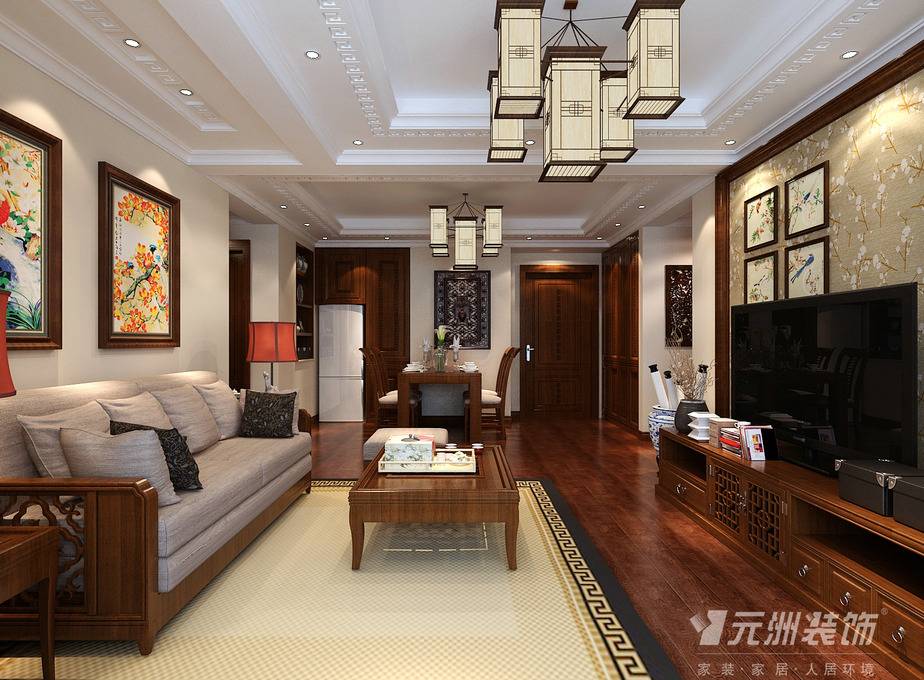 点击大图看下一张：中式客厅别墅案例展示