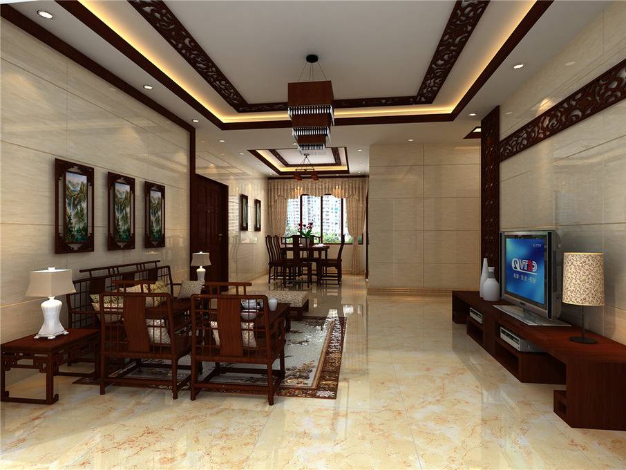 点击大图看下一张：中式客厅设计案例展示