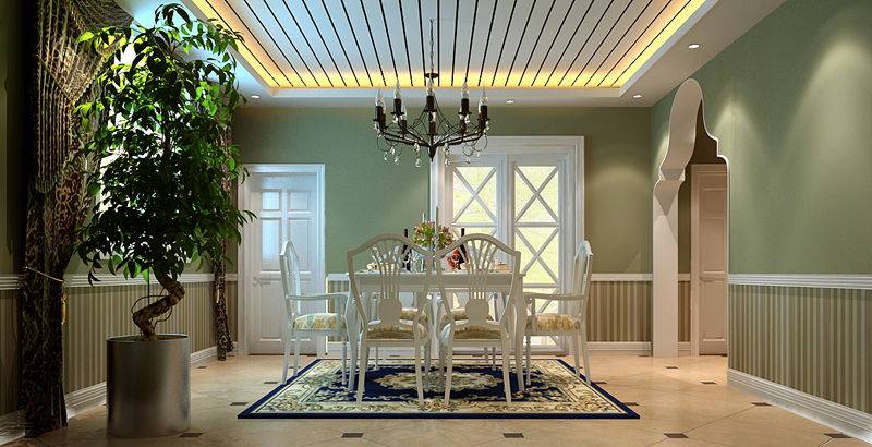 点击大图看下一张：田园餐厅吊顶设计案例