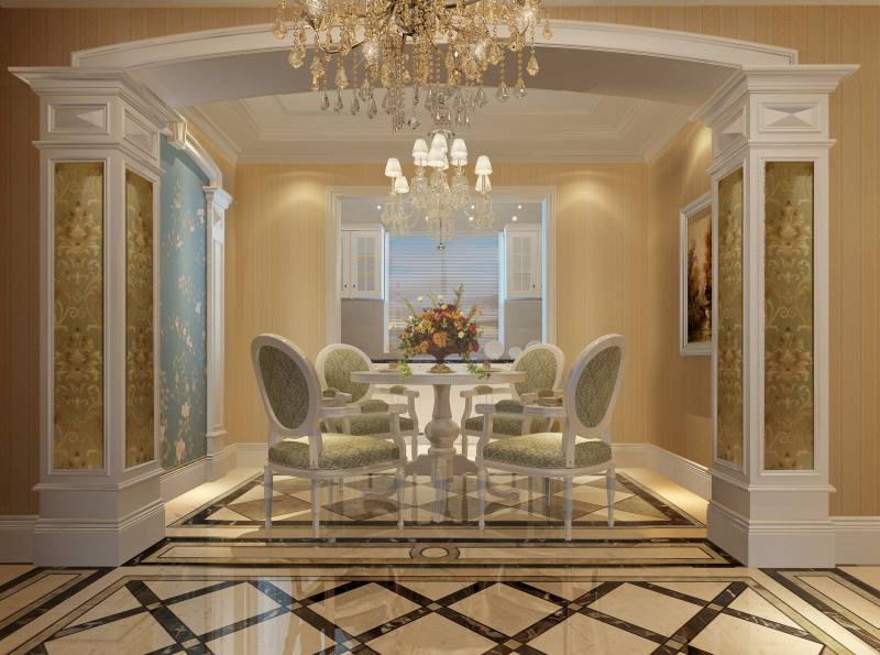 点击大图看下一张：欧式餐厅吊顶设计案例展示