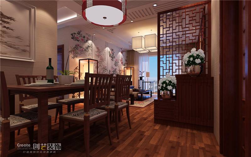 点击大图看下一张：中式餐厅效果图