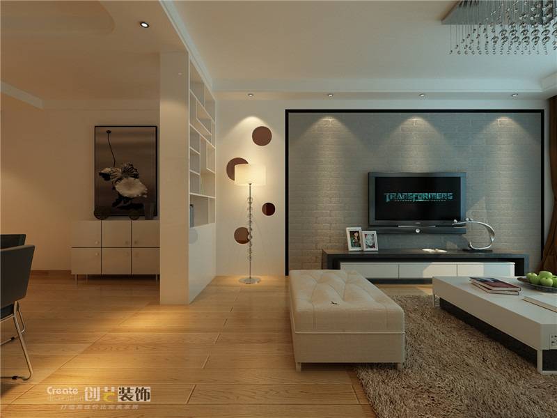 点击大图看下一张：现代现代风格客厅三居背景墙电视背景墙设计方案