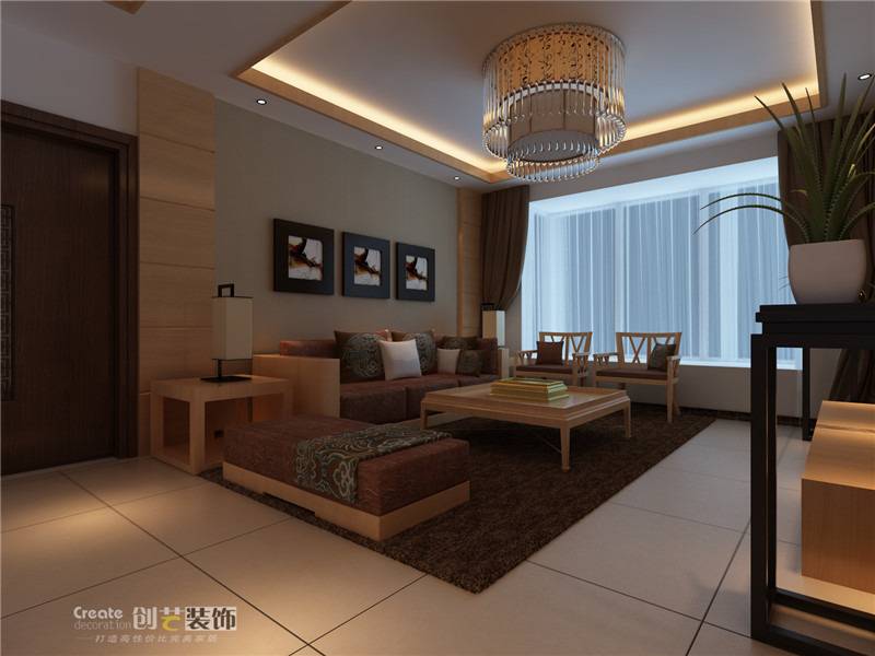 点击大图看下一张：中式中式风格客厅四居吊顶背景墙沙发客厅沙发设计图
