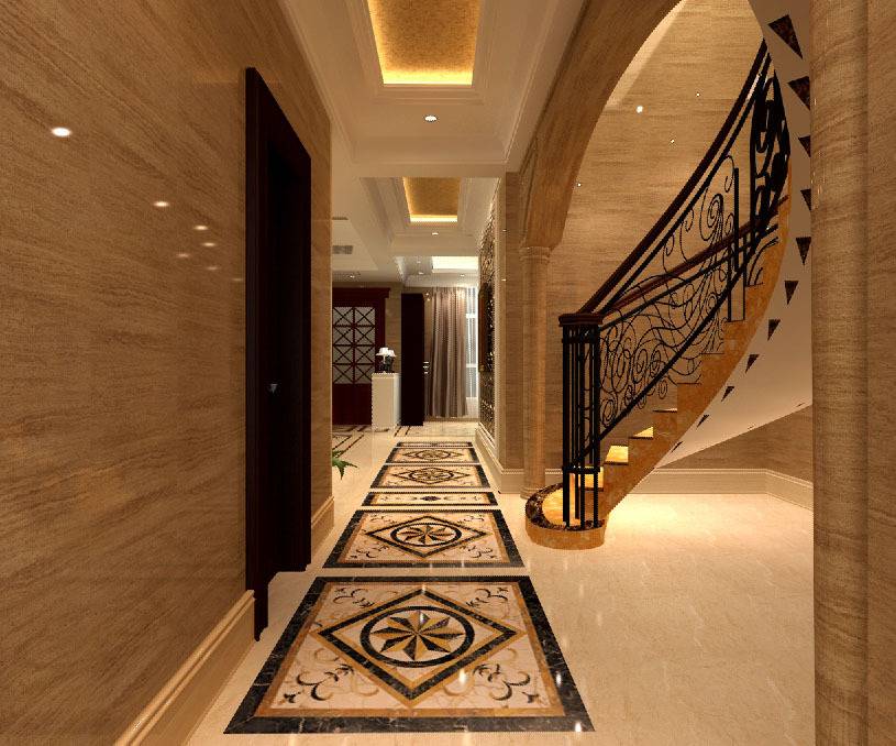 点击大图看下一张：欧式欧式风格别墅过道楼梯设计案例
