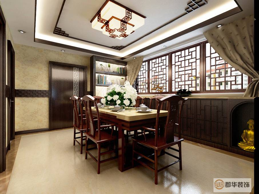 点击大图看下一张：中式中式风格新中式餐厅吊顶案例展示