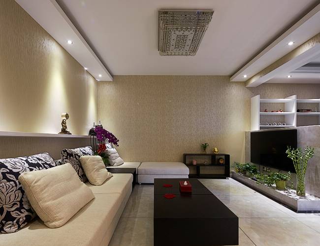 点击大图看下一张：现代客厅沙发茶几设计案例