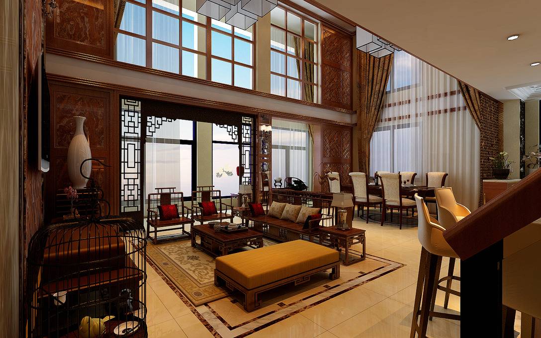 点击大图看下一张：中式中式风格客厅设计案例展示
