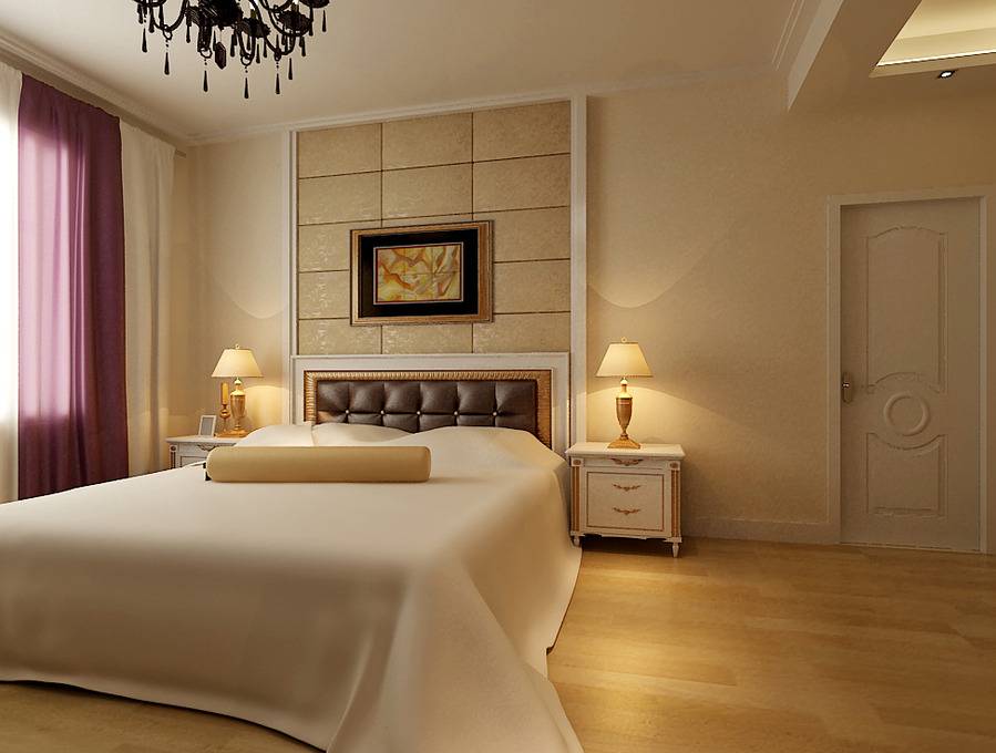 点击大图看下一张：简约卧室吊顶装修效果展示