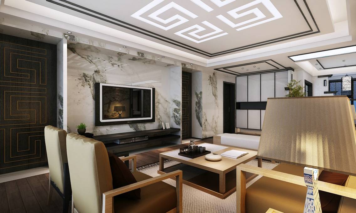点击大图看下一张：中式新中式客厅设计案例展示