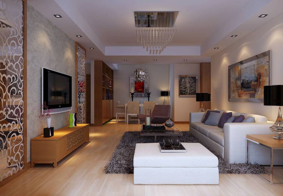 点击大图看下一张:现代客厅吊顶电视背景墙图片