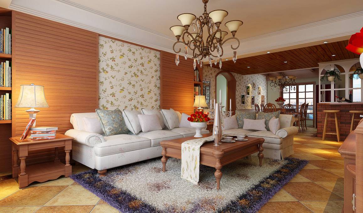 点击大图看下一张：美式客厅装修案例