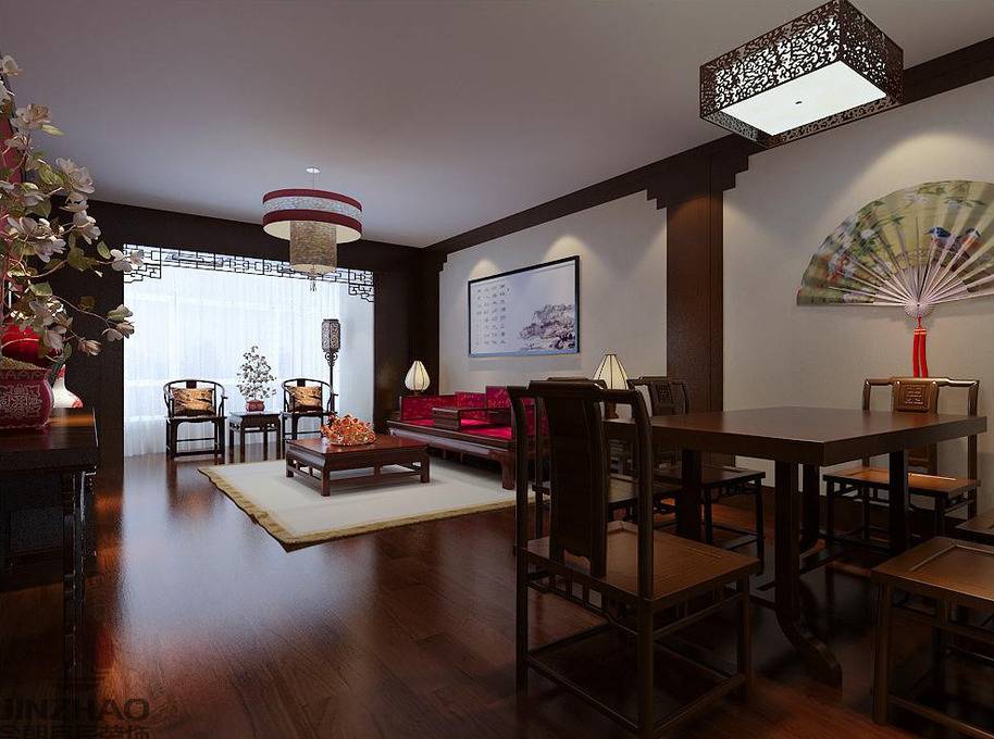 点击大图看下一张：中式客厅餐厅沙发设计案例展示