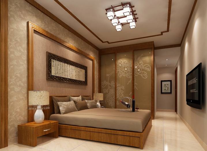 点击大图看下一张：中式新中式卧室设计图