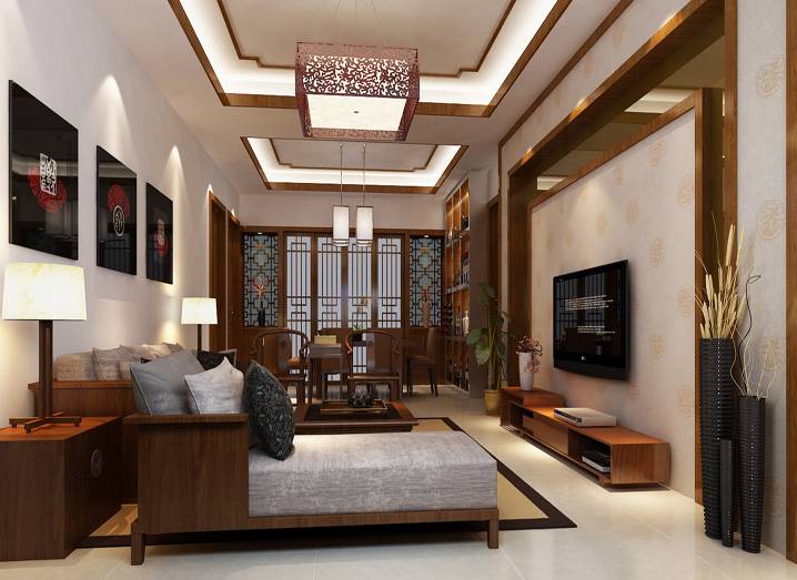 点击大图看下一张：中式新中式客厅设计案例展示