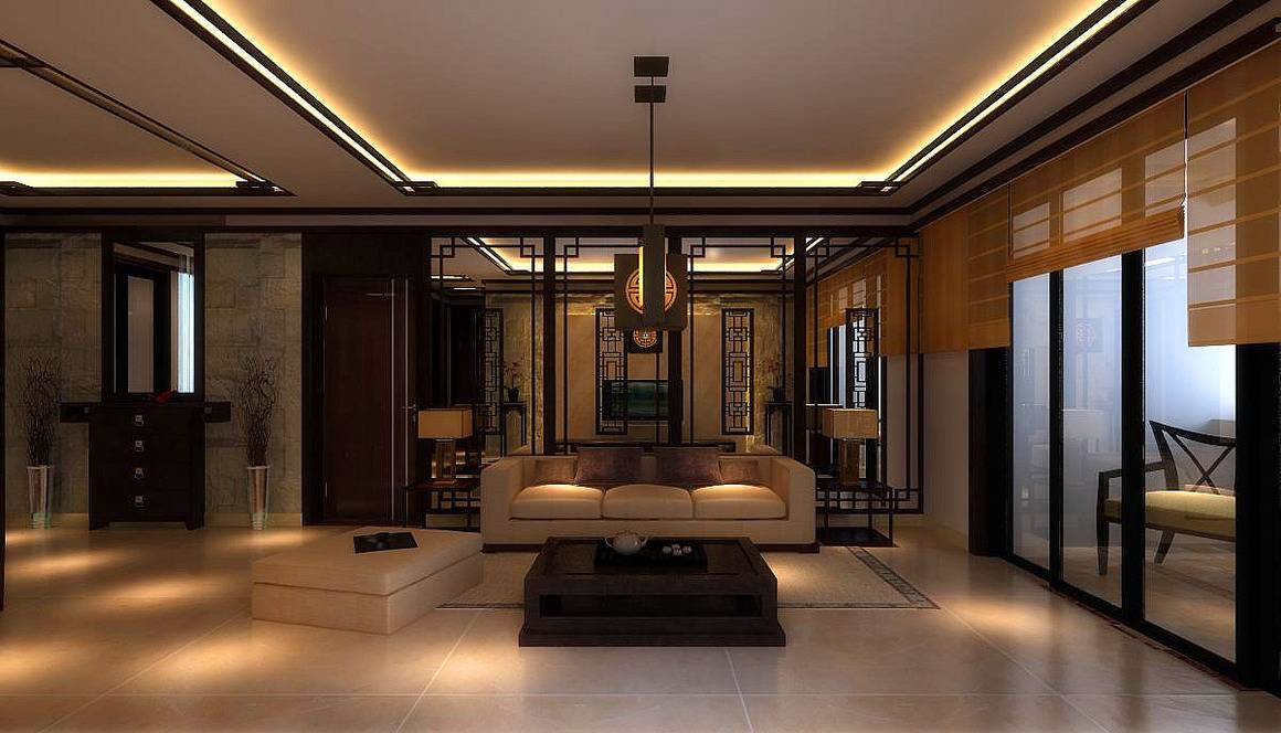 点击大图看下一张：中式中式风格新中式客厅设计案例