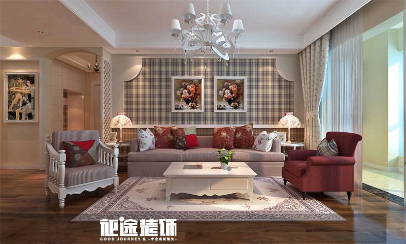 点击大图看下一张:欧式田园田园风格客厅背景墙沙发客厅沙发设计案例展示