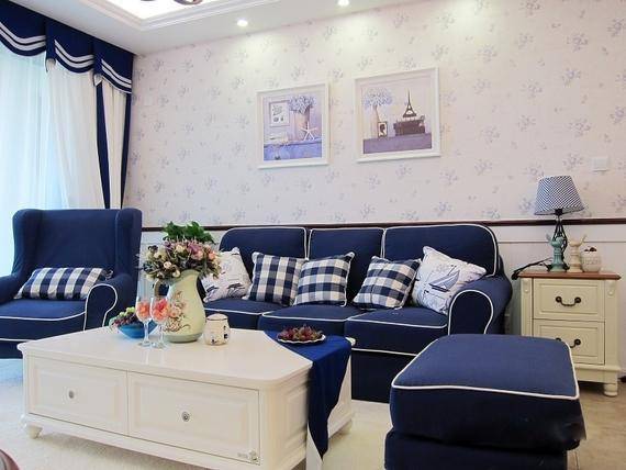 点击大图看下一张：地中海客厅沙发单人沙发装修案例
