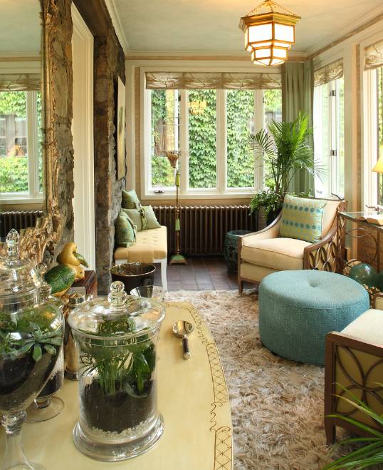 点击大图看下一张：阳台沙发植物单人沙发装修案例