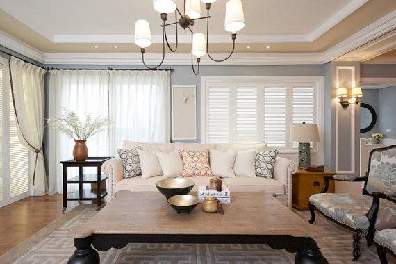 点击大图看下一张：美式清新自然现代客厅沙发客厅沙发装修图