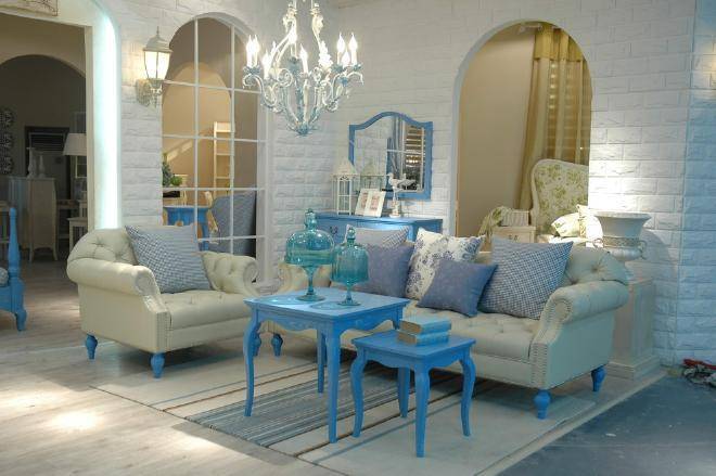 点击大图看下一张：地中海地中海风格客厅沙发布艺沙发图片