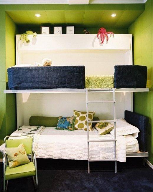 点击大图看下一张：现代简约卧室儿童房上下床设计案例