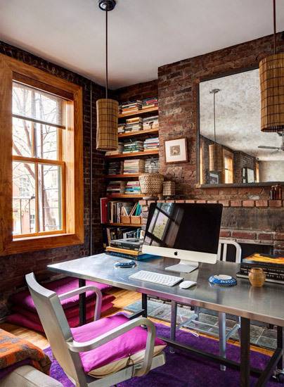 点击大图看下一张：清新自然复古法式乡村风格办公室桌子木质地板装修图