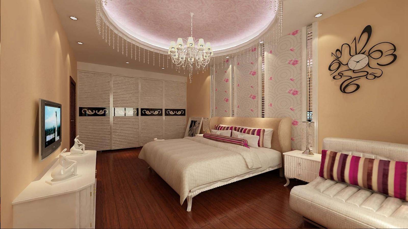 点击大图看下一张：现代简约中式卧室设计案例展示