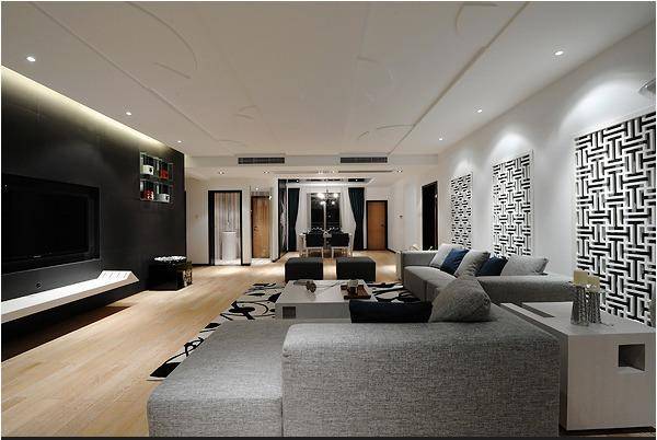 点击大图看下一张：现代简约中式客厅装修案例