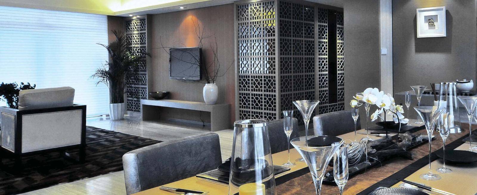 点击大图看下一张：现代简约中式餐厅设计案例