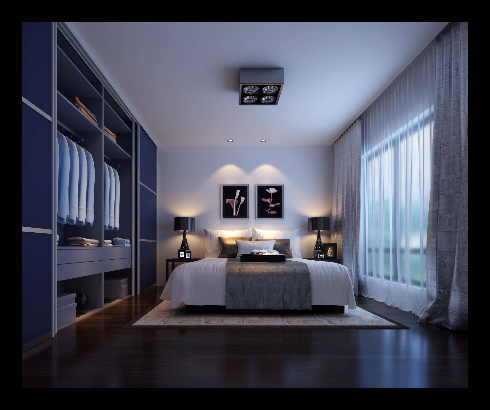 点击大图看下一张：现代简约简欧卧室装修效果展示