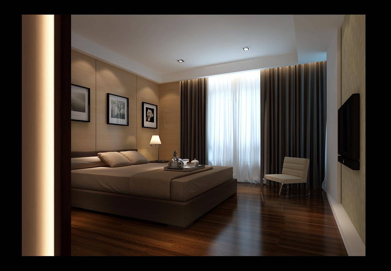 点击大图看下一张：现代简约卧室设计案例