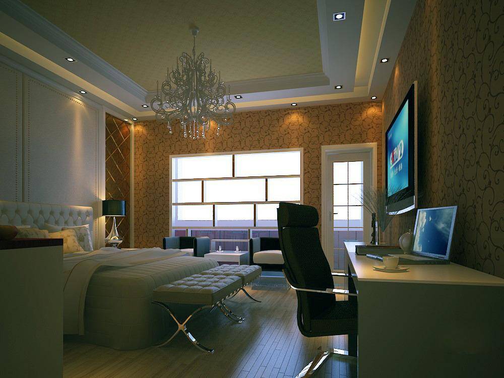 点击大图看下一张：现代简约欧式卧室图片