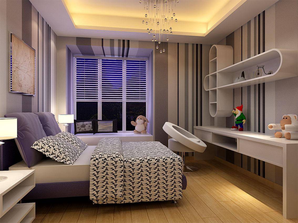 点击大图看下一张：现代简约卧室装修案例