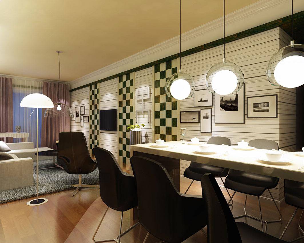 点击大图看下一张：现代简约餐厅吧台装修效果展示