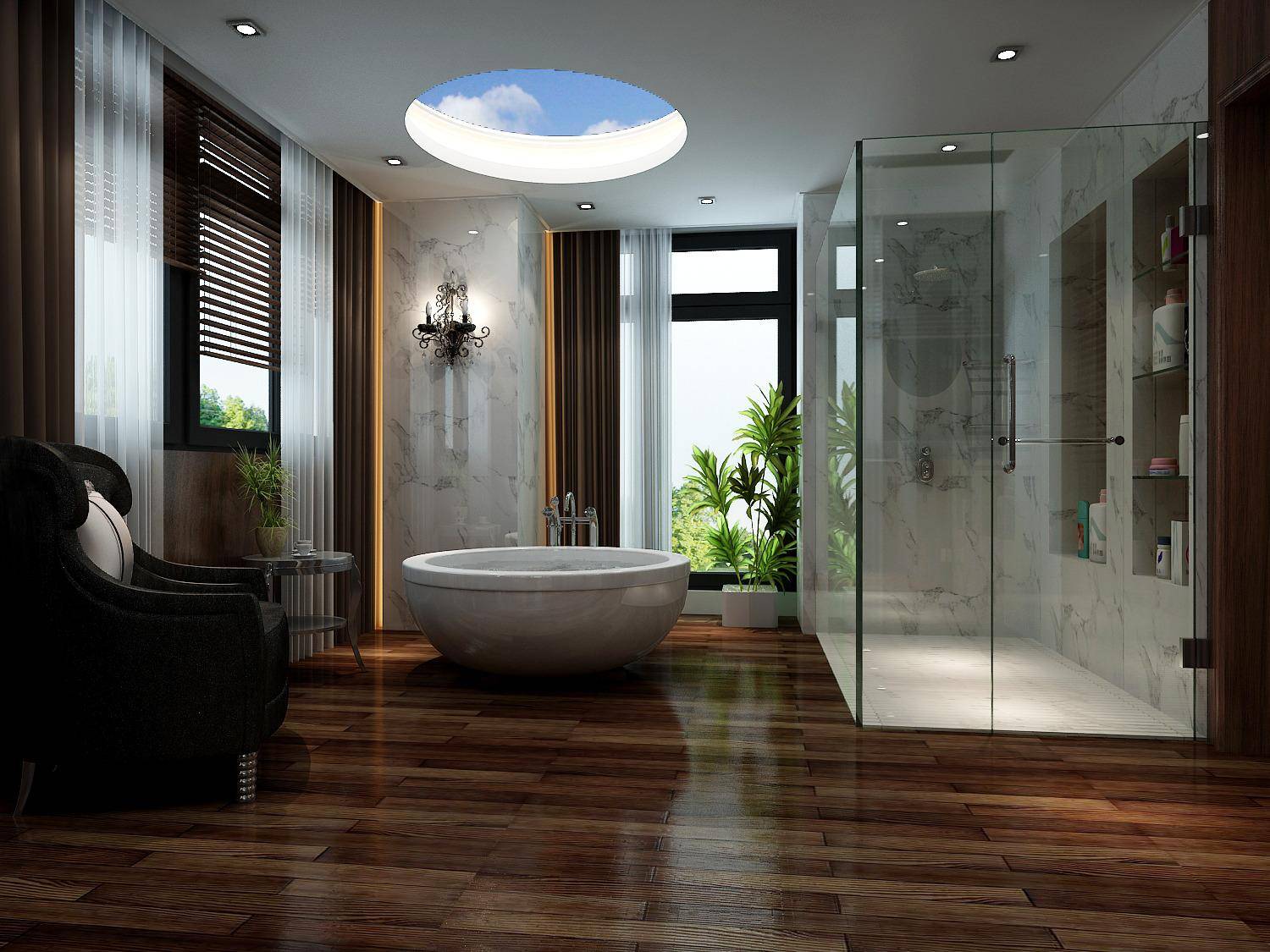 点击大图看下一张：现代简约浴室淋浴房设计图