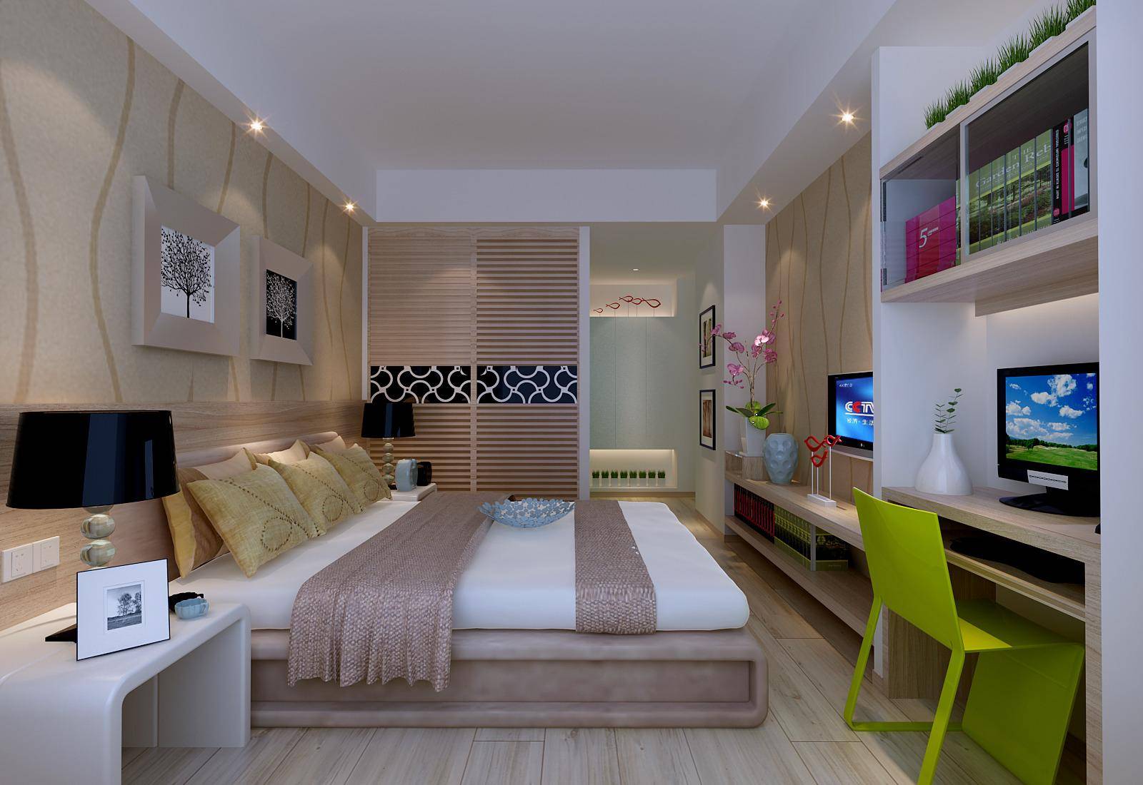 点击大图看下一张：现代简约卧室设计案例展示