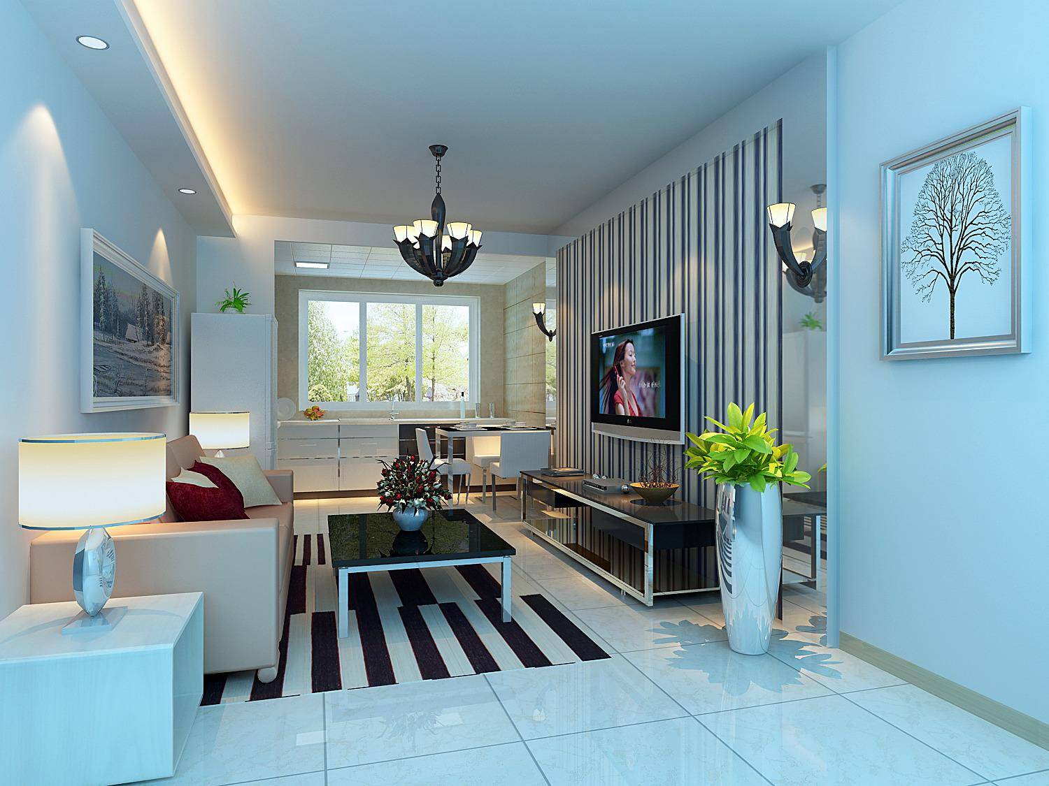 点击大图看下一张：现代简约客厅装修图