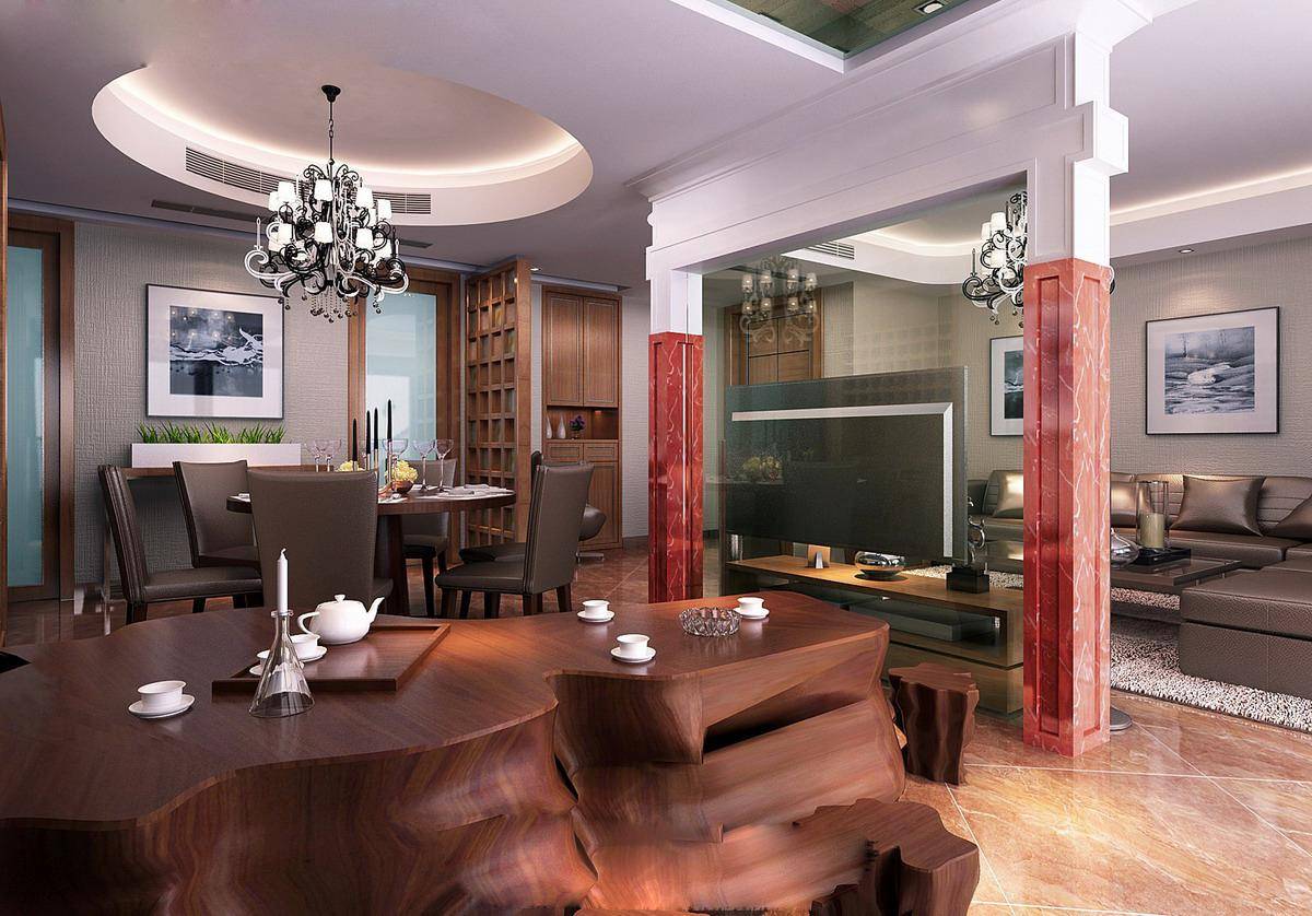 点击大图看下一张：新古典客厅餐厅图片