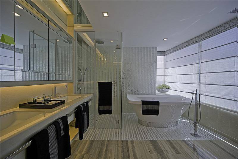 点击大图看下一张：现代简约创意浴室效果图