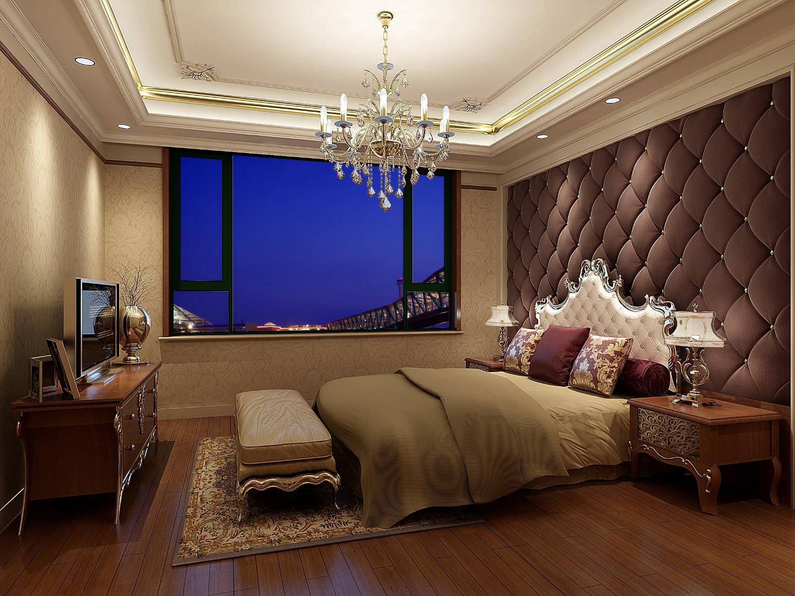 点击大图看下一张：欧式新古典卧室效果图