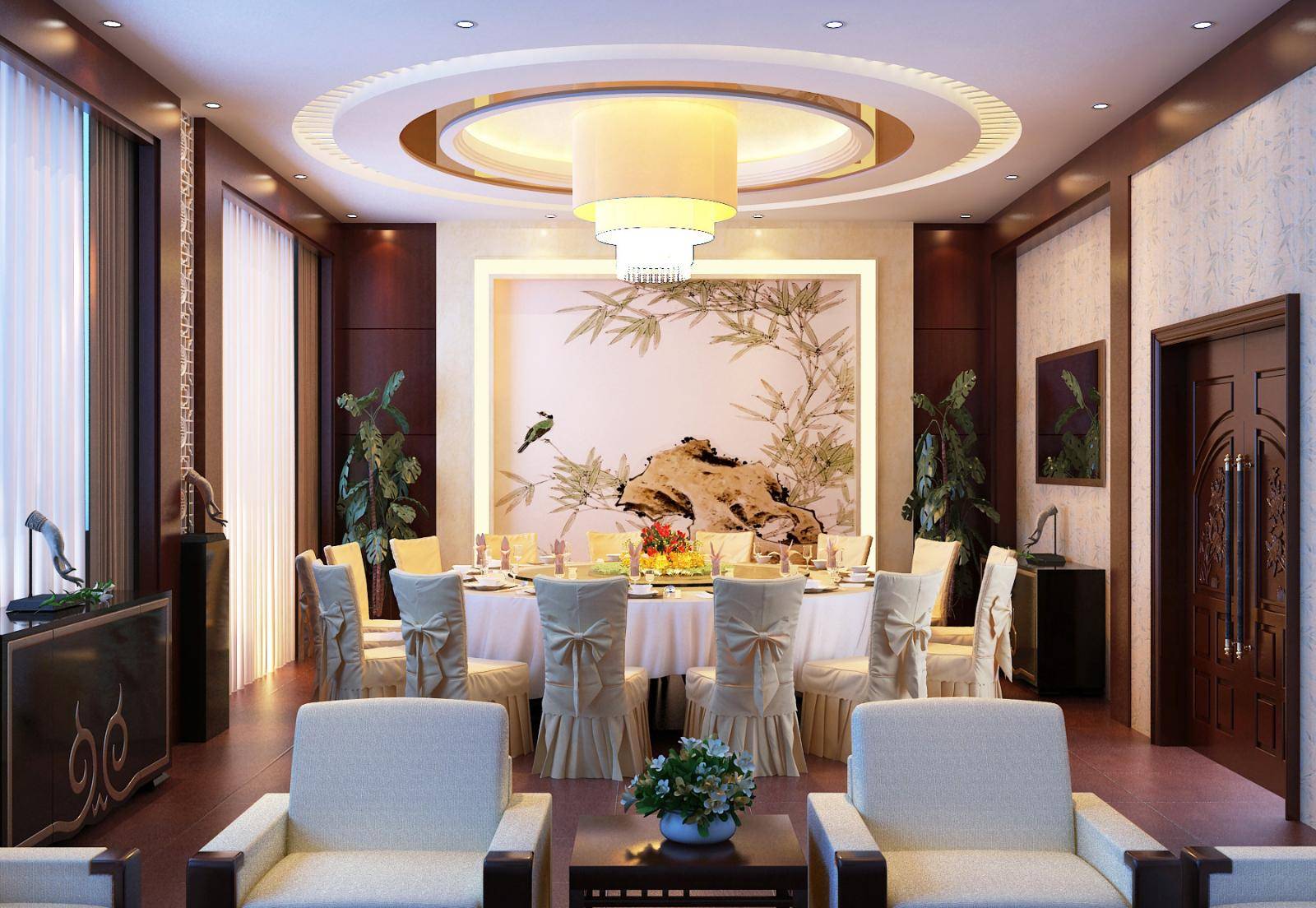 点击大图看下一张：中式餐厅设计案例展示