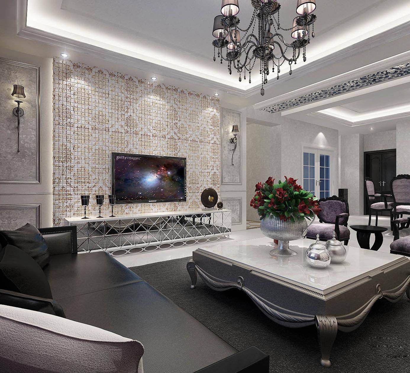 点击大图看下一张：欧式新古典客厅设计方案