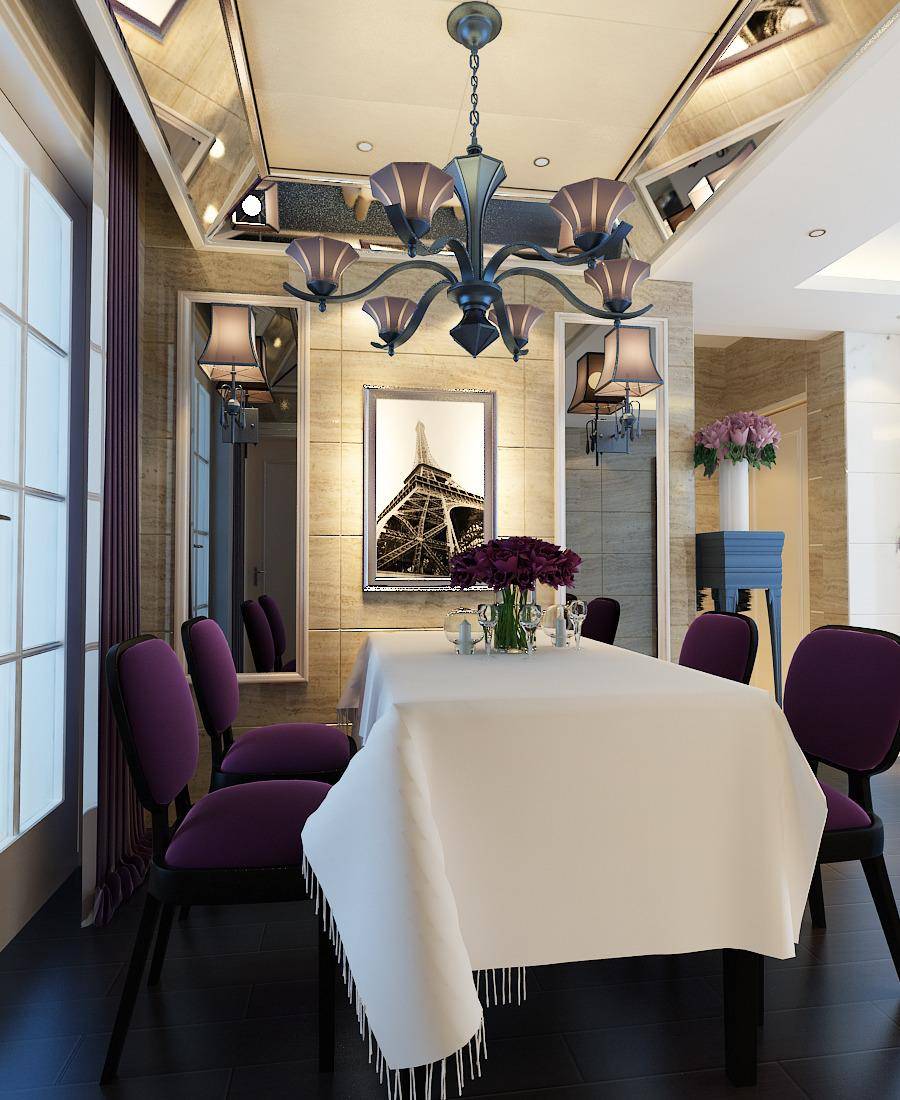 点击大图看下一张：欧式新古典餐厅装修案例