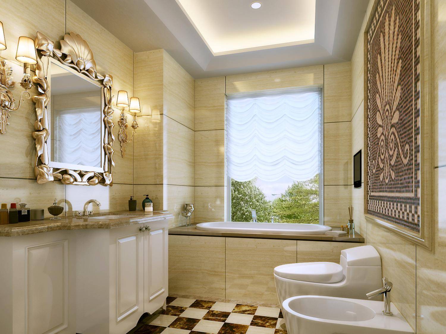 点击大图看下一张：欧式卫生间浴室淋浴房设计案例
