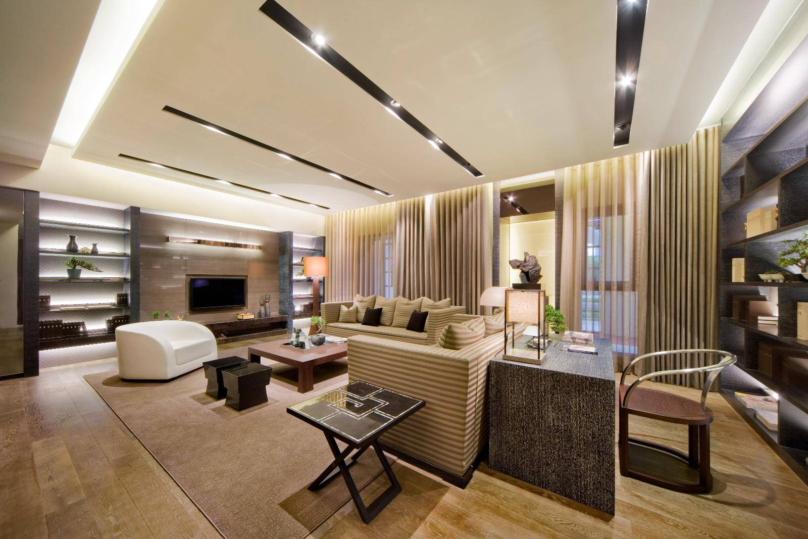 点击大图看下一张：现代简约客厅设计方案