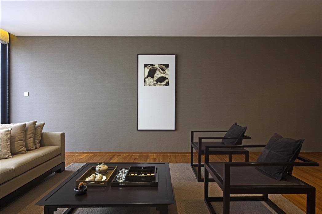 点击大图看下一张：现代简约中式客厅设计案例展示
