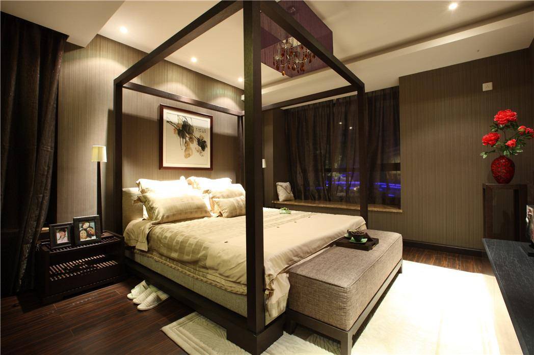 点击大图看下一张：现代简约中式卧室装修案例