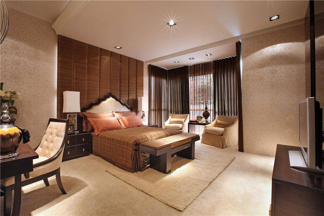 点击大图看下一张：中式美式混搭卧室案例展示